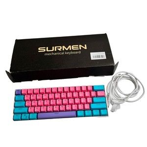 NEW SURMEN Wired Gaming Keyboard GS61 Case: White, Caps Key: Miami, Shaft: Blue